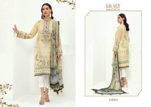 Fair Lady Farasha Lawn Satin Designer Embroidery Pakistani Salwar Collection